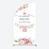 Aperturee - Aperturee Elegant Floral Baby Shower Half Moon Arch Backdrop For Girls